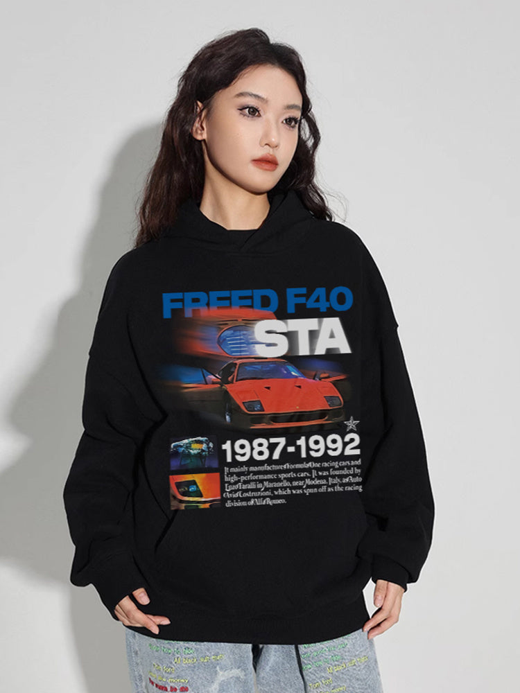 F4O Car-Print Hoodie Unisex 100% Cotton