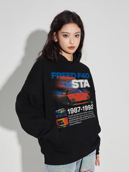 F4O Car-Print Hoodie Unisex 100% Cotton