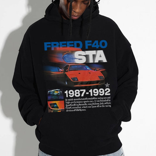 F4O Car-Print Hoodie Unisex 100% Cotton